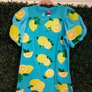 QUEEN OF SPARKLES Lemon Sequin Mini Dress